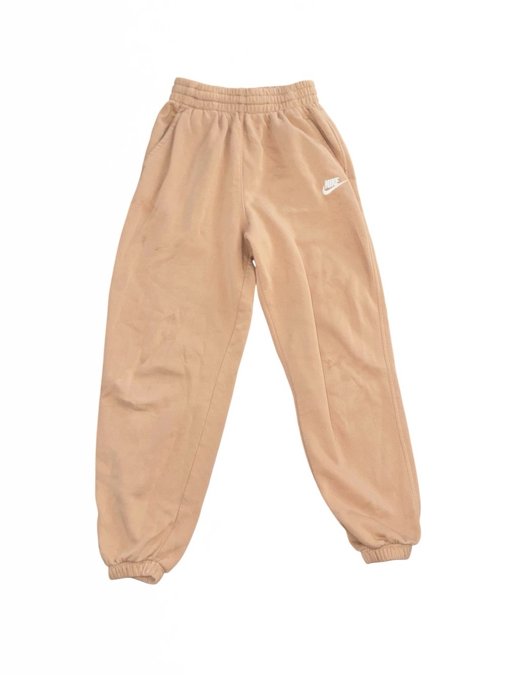 EUC Nike Kids Beige Fleece Sweatpants Boys Medium Cozy Joggers Athleisure  Brand